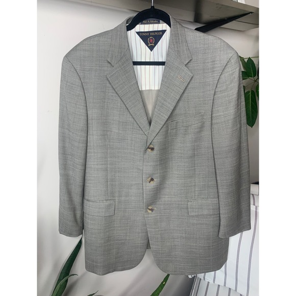 Tommy Hilfiger Other - Tommy Hilfiger Mens 42S Grey Glen Plaid Worsted Wool 3-Button Blazer Sport Coat